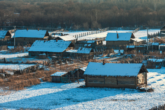 冬季北方村落民居