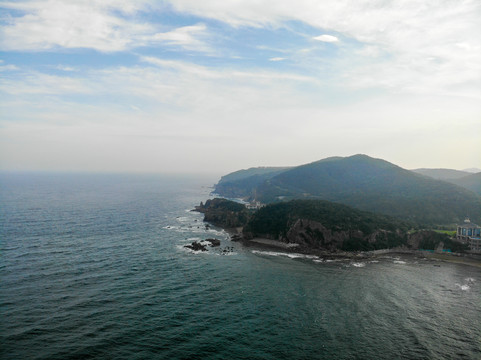 航拍辽宁大连棒棰岛宾馆风景区