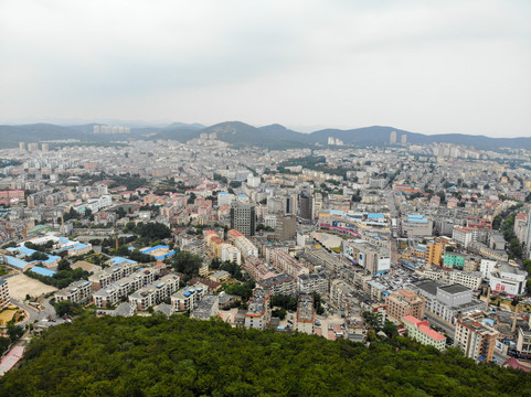 航拍辽宁大连旅顺白玉山景区