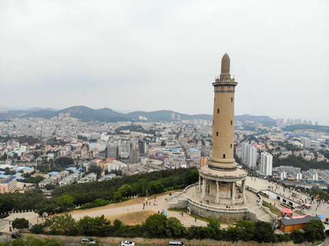 航拍辽宁大连旅顺白玉山景区