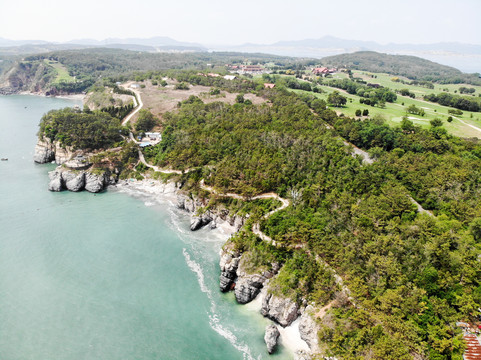 航拍大连金石滩黄金海岸海景