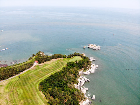 航拍大连金石滩黄金海岸海景