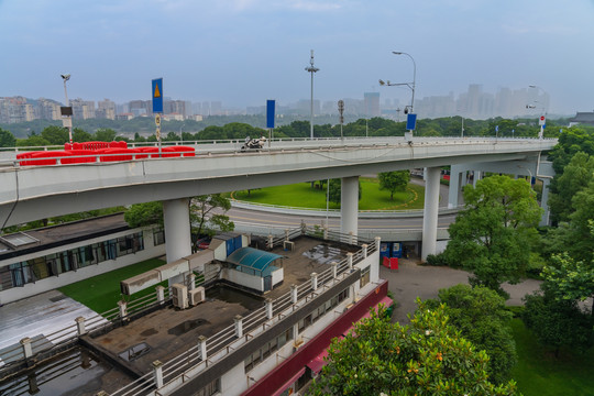 长沙市城市天际线和立交桥