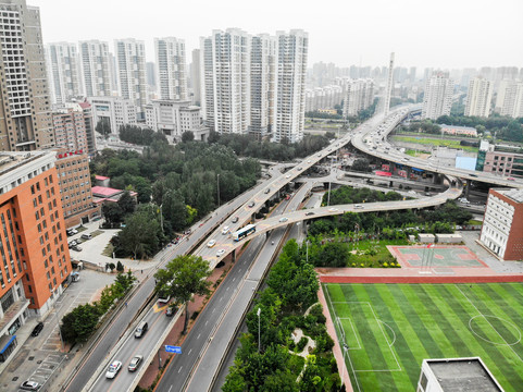 航拍沈阳市府大路胜利北街立交