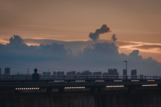 黄昏下南浦二桥的风景