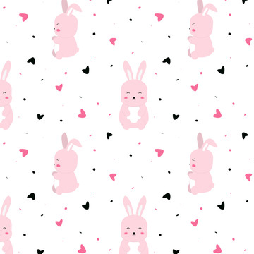 可爱粉色爱心兔子循环背景