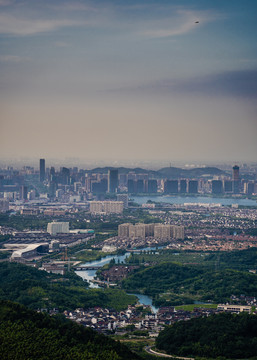 高视角绍兴市柯桥区城市风光