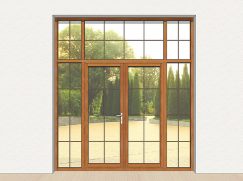 木纹色门窗效果图