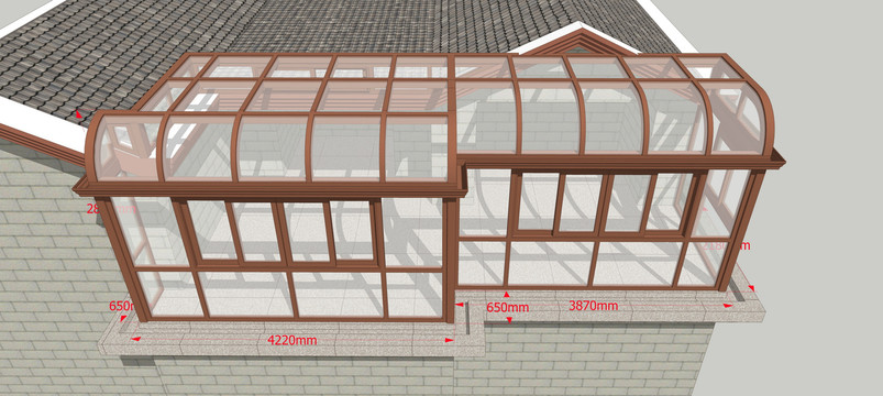 弧形顶移窗阳光房