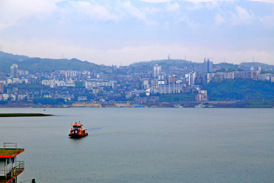 长江重庆西沱古镇全景