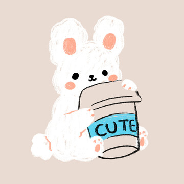卡通图案兔子饮料