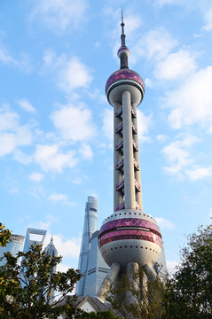 上海东方明珠和高楼群