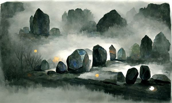 石头和油画风景壁纸
