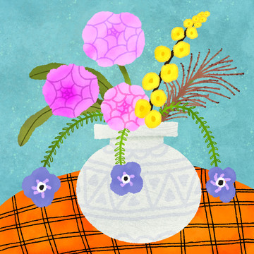芍药花手绘插画