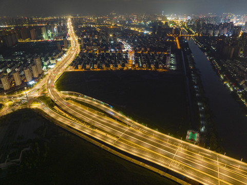 江苏淮安内环高架夜色