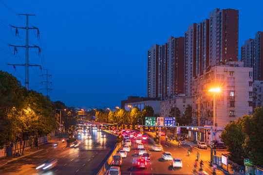 夜景车流灯光