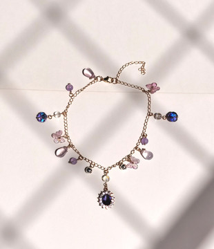 紫色锆石琉璃脚链手链