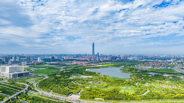 天津水西公园美景航拍