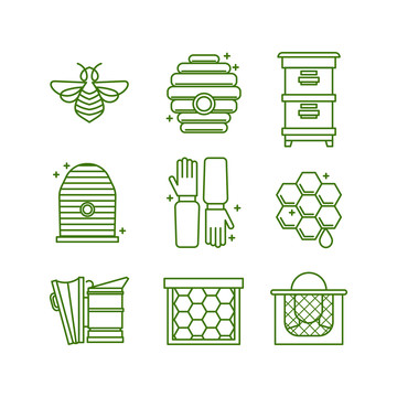 绿色养殖蜜蜂工具图标