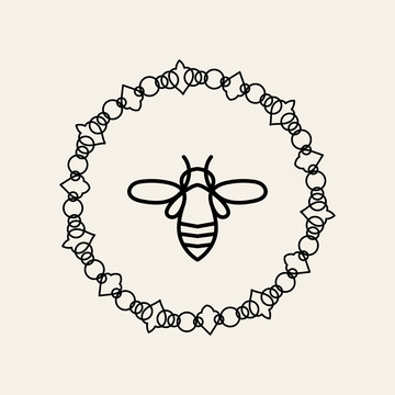 黑色蜜蜂圆框插图