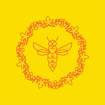 橘黄色蜜蜂轮廓插图