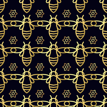 黄金蜜蜂小花背景