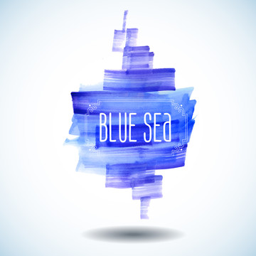 蓝色水彩海洋意象插图