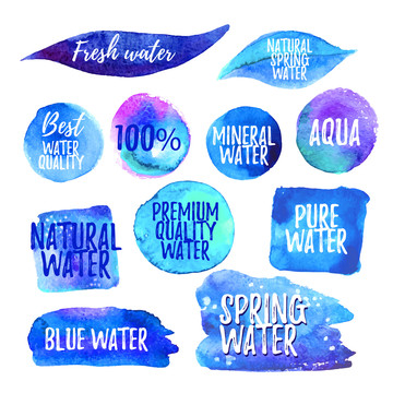 蓝色水彩水感图标