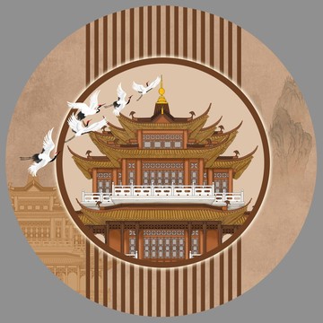 瑞鹤图栅格装饰画