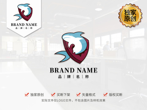 盾牌标志鲨鱼LOGO