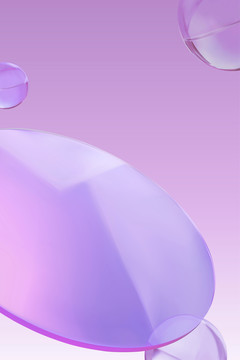 淡紫色亚克力玻璃圆盘与弹珠背景
