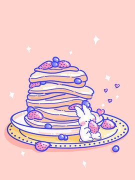 卡通可爱松饼兔子插画