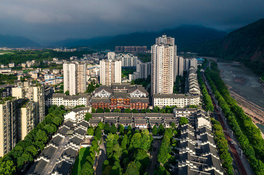 城市建设雅安荥经县城航拍