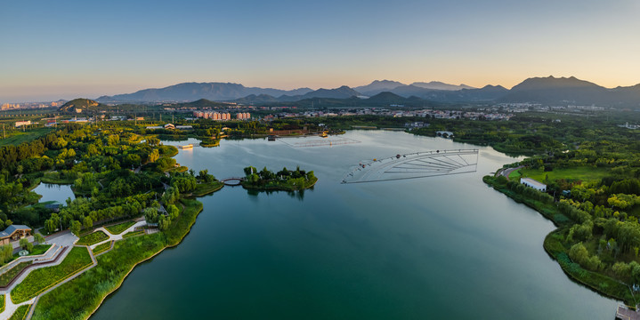 航拍龙泉湖湿地