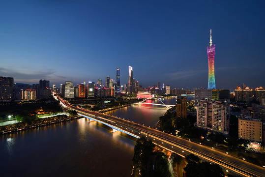 广州塔珠江新城城市风风光夜景