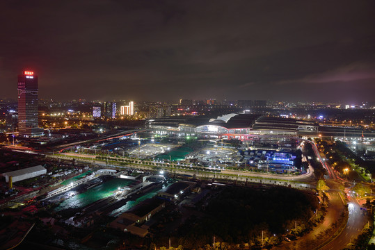 广州南站城市建筑风光夜景