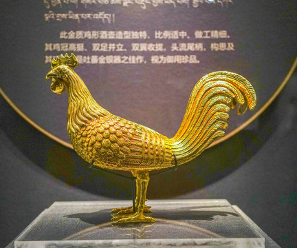 吐蕃金鸡酒壶西藏文化黄金酒壶