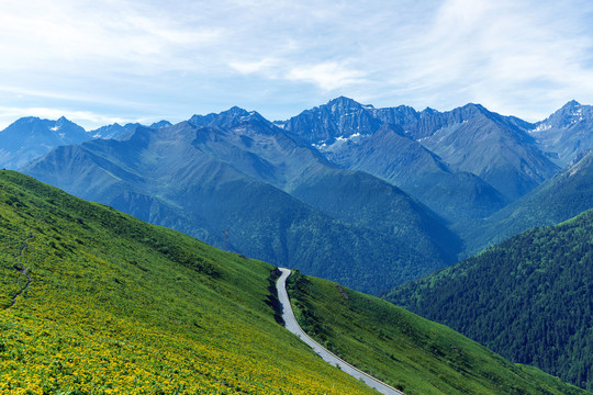 四川阿坝四姑娘山雪山