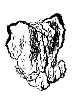 手绘国画山石谢安皴法