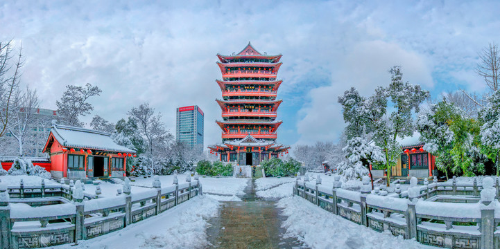 合肥包公园清风阁雪景