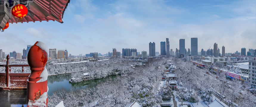 合肥包公园雪景全景图