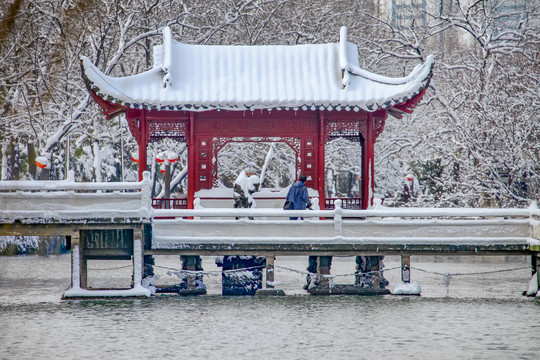 合肥包公园浮庄雪景