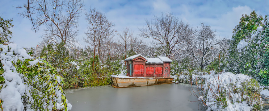 合肥包公园浮庄雪景全景图