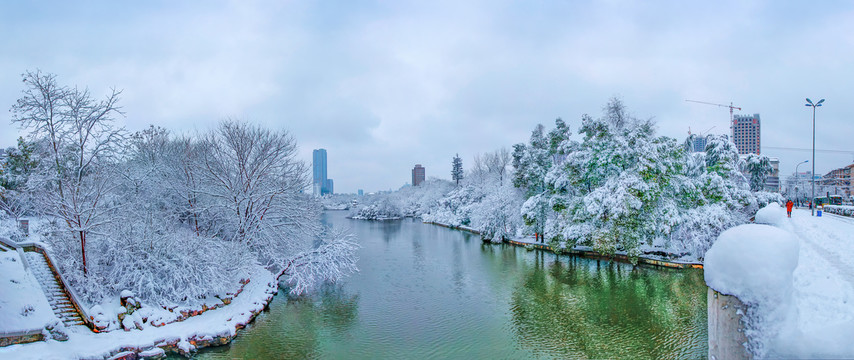 合肥市银河公园雪景全景图