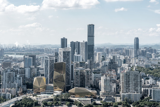 航拍柳州城市建筑天际线