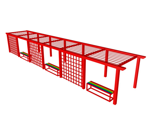 红色廊架