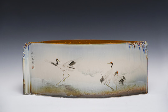景德镇仙鹤陶瓷花瓶