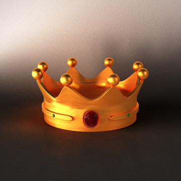 镶嵌红宝石的金色皇冠
