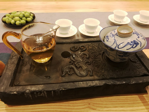民国青花盖碗茶具茶文化