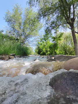 夏季小溪河流